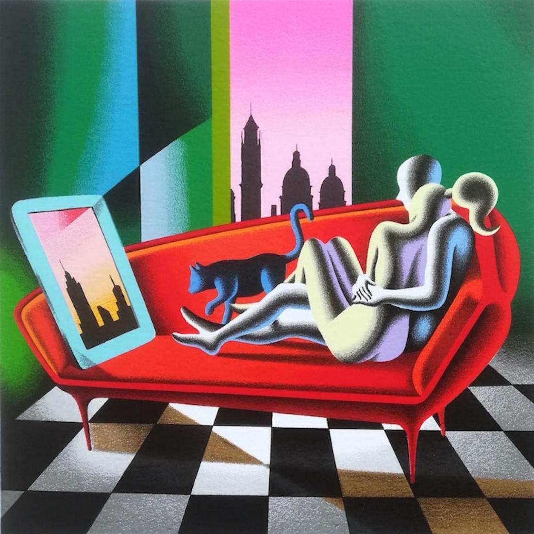 Mark Kostabi "Parallel Identity" Original Serigraph: Artist: Mark Kostabi. Medium: Original Serigraph. Title: Parallel Identity. Size: 35x35cm. Hand Signed and Numbered. Artist and Composer Mark Kostabi was born in Los Angeles in 1960 to Estonian immigr