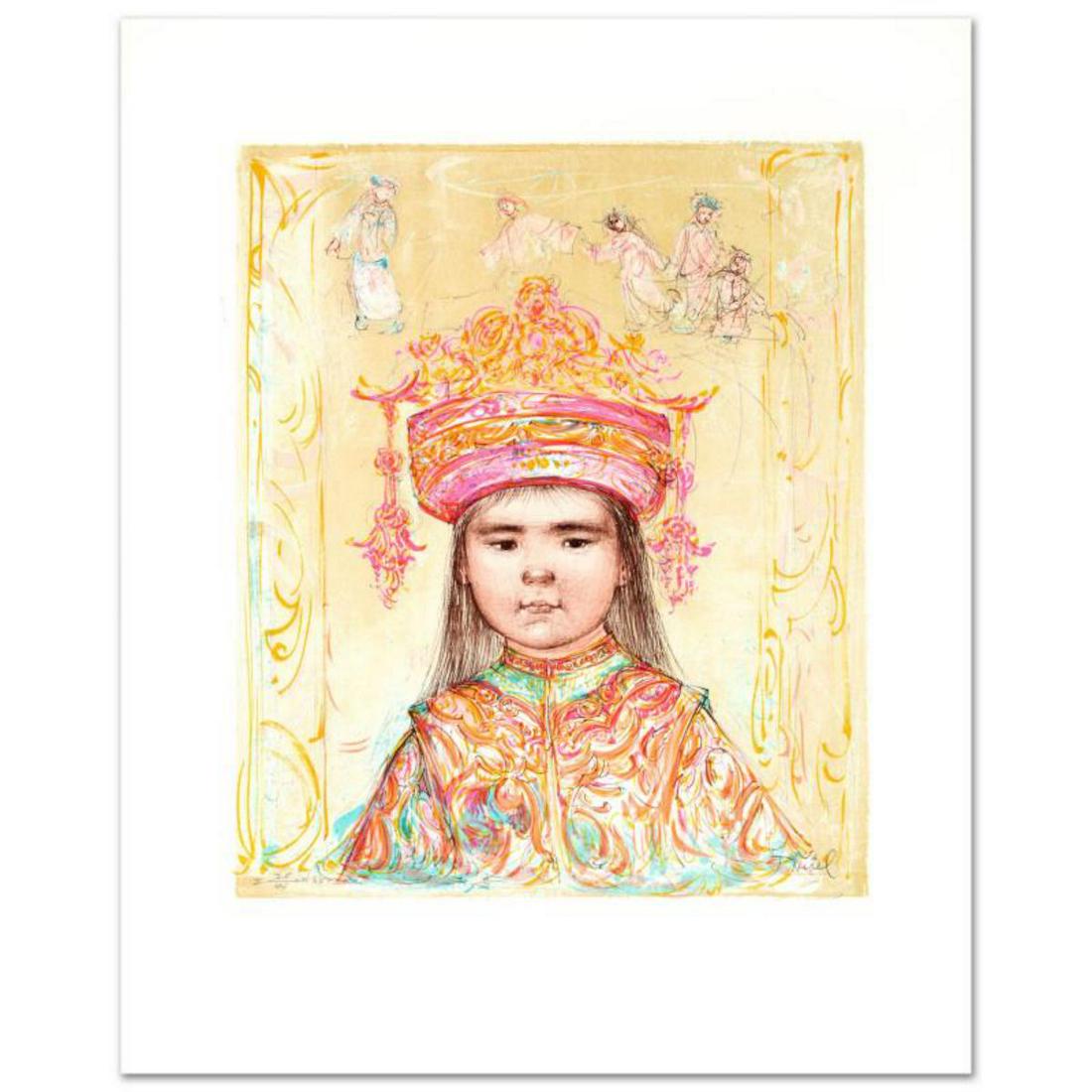 "Oriental Daydream" Limited Edition Lithograph by Edna: "Oriental Daydream" is a limited edition lithograph on paper, numbered and hand signed by Edna Hibel (1917-2014). Includes Certificate of Authenticity! Measures approx. 18" x 22" (with border), 13" x 