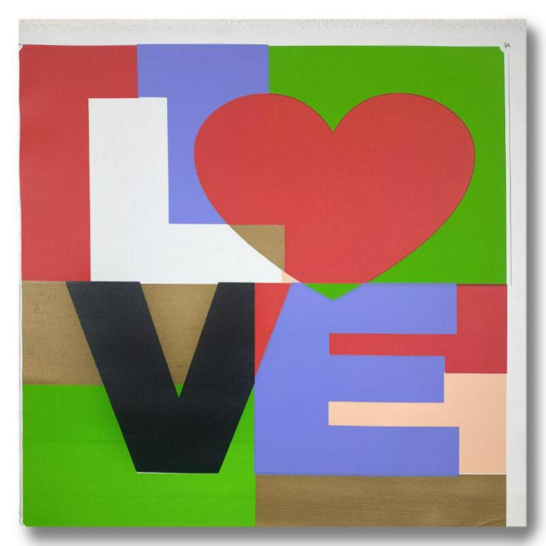 Steve Kaufman (1960-2010), "LOVE" Hand Signed and: "LOVE" is a limited edition hand pulled silkscreen mixed media on canvas by Andy Warhol protege Steve Kaufman (1960-2010). This piece is numbered and 25/50 and hand signed inverso. Includes letter of 