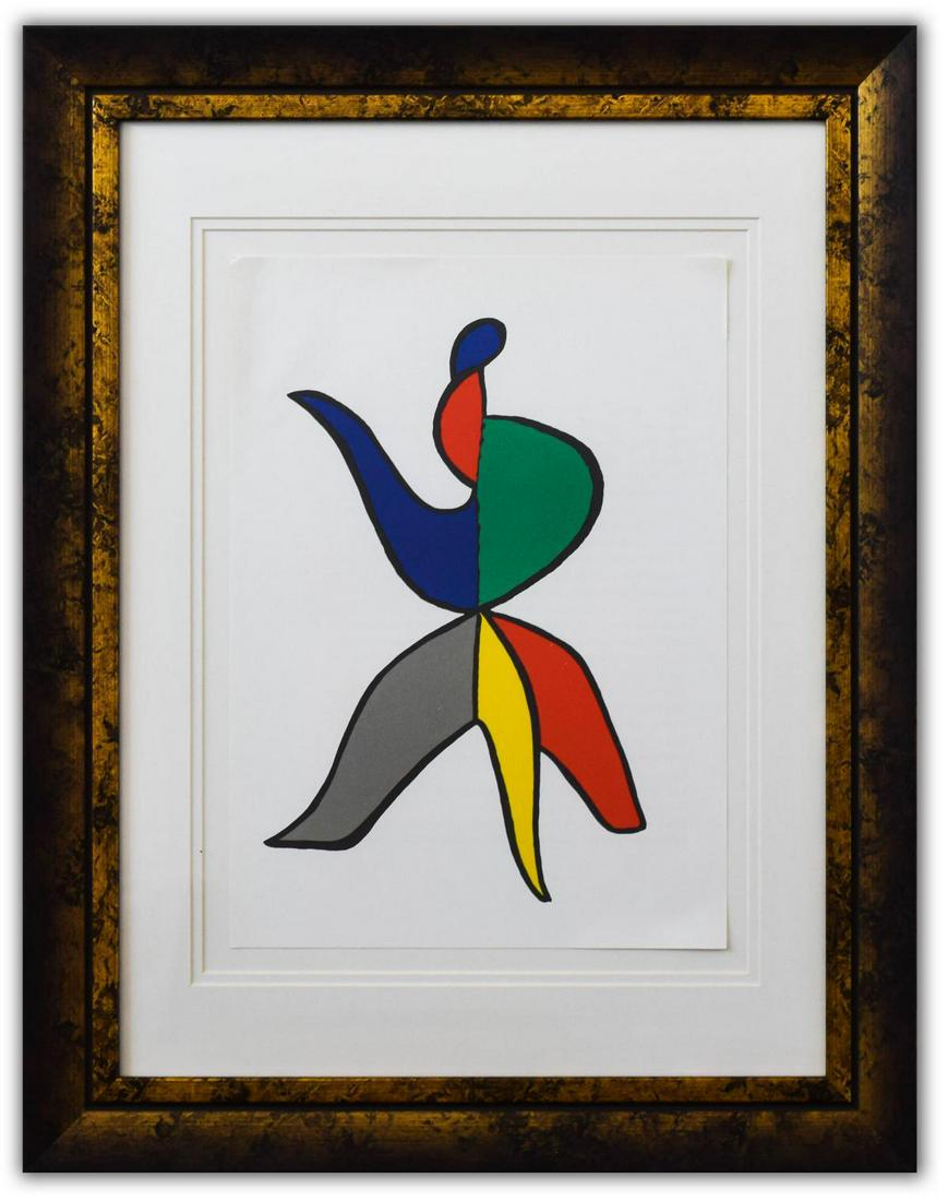 Alexander Calder- Lithograph "DLM141 - Sabot et bonnet: Artist: Alexander Calder. Medium: Lithograph. Title: DLM141 - Sabot et bonnet phrygien II. Size (Unframed): 15" x 11". Size (Framed): 25" x 20". Certificate of Authenticity: Is included. Additional: Y