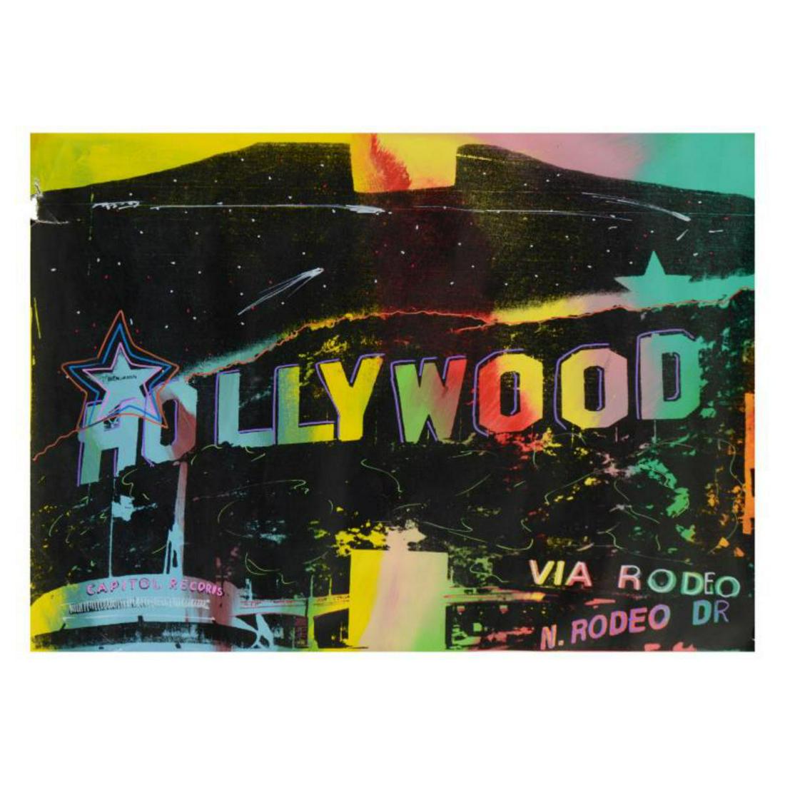 Steve Kaufman (1960-2010), "Hollywood" Hand Embellished: "Hollywood" is a hand embellished limited edition silkscreen on canvas by Andy Warhol protege Steve Kaufman (1960-2010). This piece is TP numbered 4/50 and hand signed inverso. Includes letter of auth