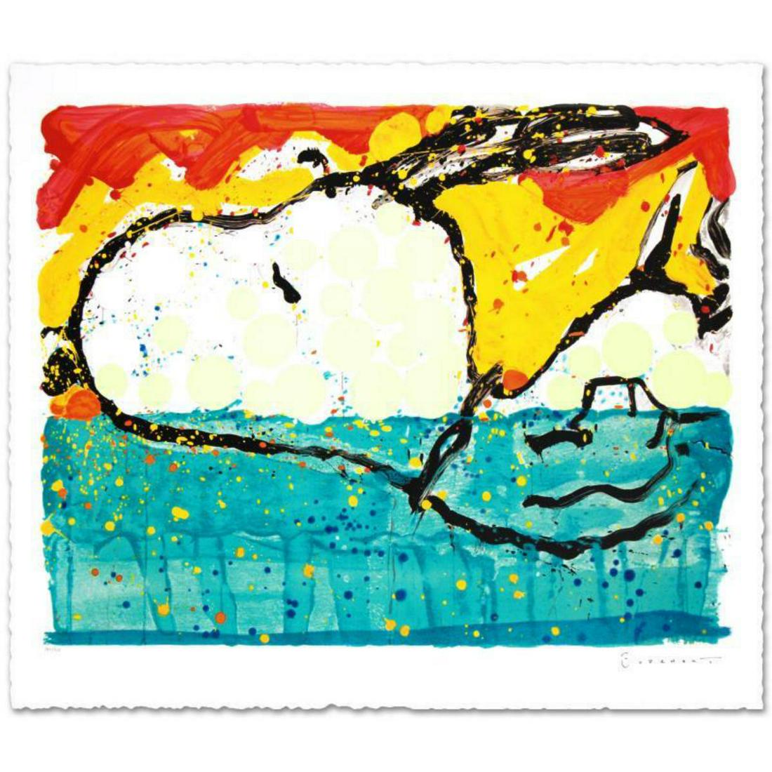 "Bora Bora Boogie Oogie" Limited Edition Hand Pulled: "Bora Bora Boogie Oogie" is a limited edition hand pulled original lithograph on museum quality deckle-edge paper, numbered and hand signed by Tom Everhart. This is one of the final Everhart editions 