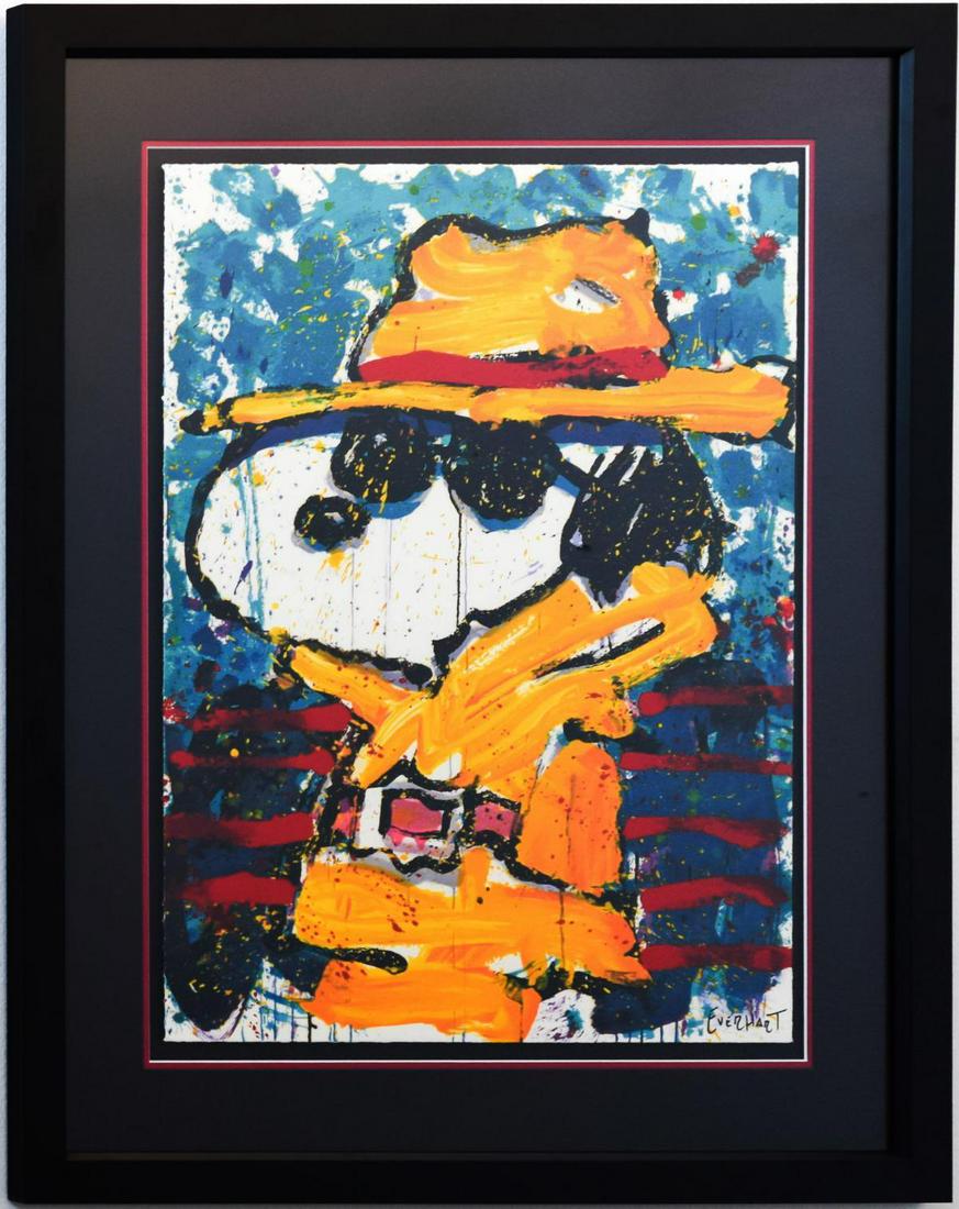 Tom Everhart- Hand Pulled Original Lithograph: Artist: Tom Everhart. Medium: Hand Pulled Original Lithograph. Title: Undercover In Beverly Hills. Size (Unframed): 29.5" x 22.5". Size (Framed): 41" x 33". Certificate of Authenticity: From the publi