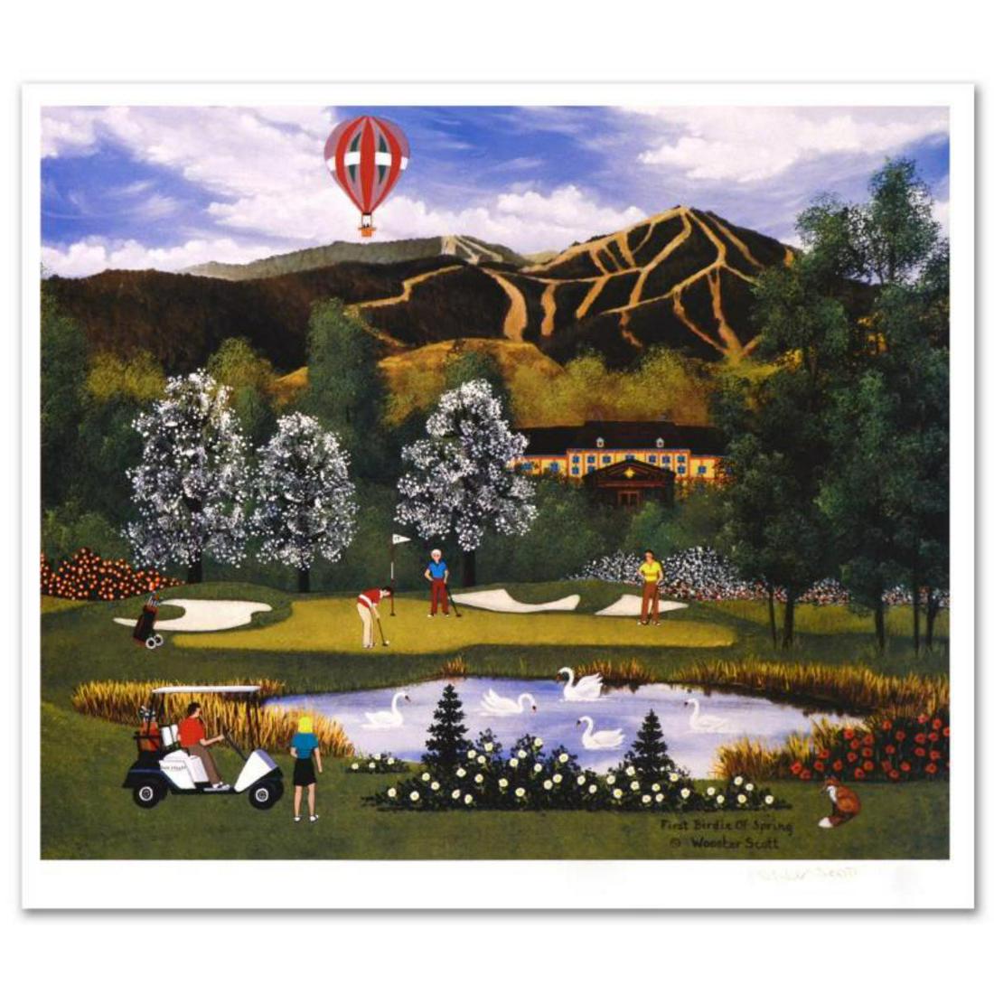 Jane Wooster Scott, "First Birdie of Spring" Hand: Cozy, down-home images of a bygone era when life was simpler - this is the feeling captured in the creations of one of the world's most recognized artists. "First Birdie of Spring" is a limited editio