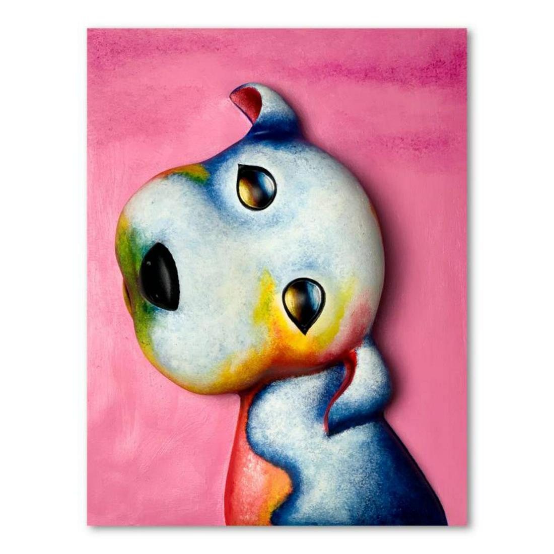 Wang, "Angel" Hand Painted Limited Edition Bas Relief: "Angel" is a hand painted limited edition, dimensional art, bas relief sculpture by Wang. This piece is numbered 10/99, is hand signed in verso, and comes with a letter of authenticity. Measures appro