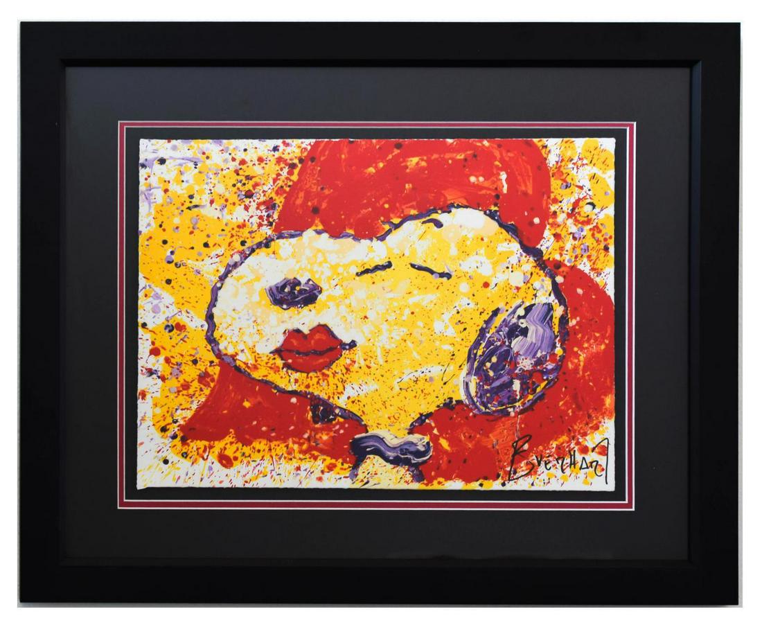 Tom Everhart- Hand Pulled Original Lithograph "A Kiss: Artist: Tom Everhart. Medium: Hand Pulled Original Lithograph. Title: A Kiss is Just a Kiss. Size (Unframed): 14" x 18". Size (Framed): 23" x 27". Certificate of Authenticity: Is included. Reference# 