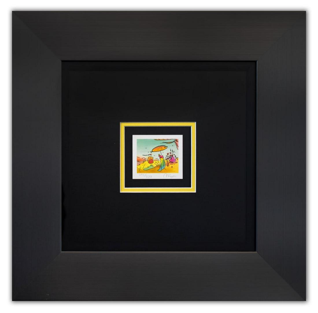 Peter Max- Original Lithograph: Artist: Peter Max. Medium: Original Lithograph. Size (Unframed): 3" x 2.5". Size (Framed): 18" x 18". Certificate of Authenticity: From Peter Max Studio. Additional: Custom framed. Reference# 14108.