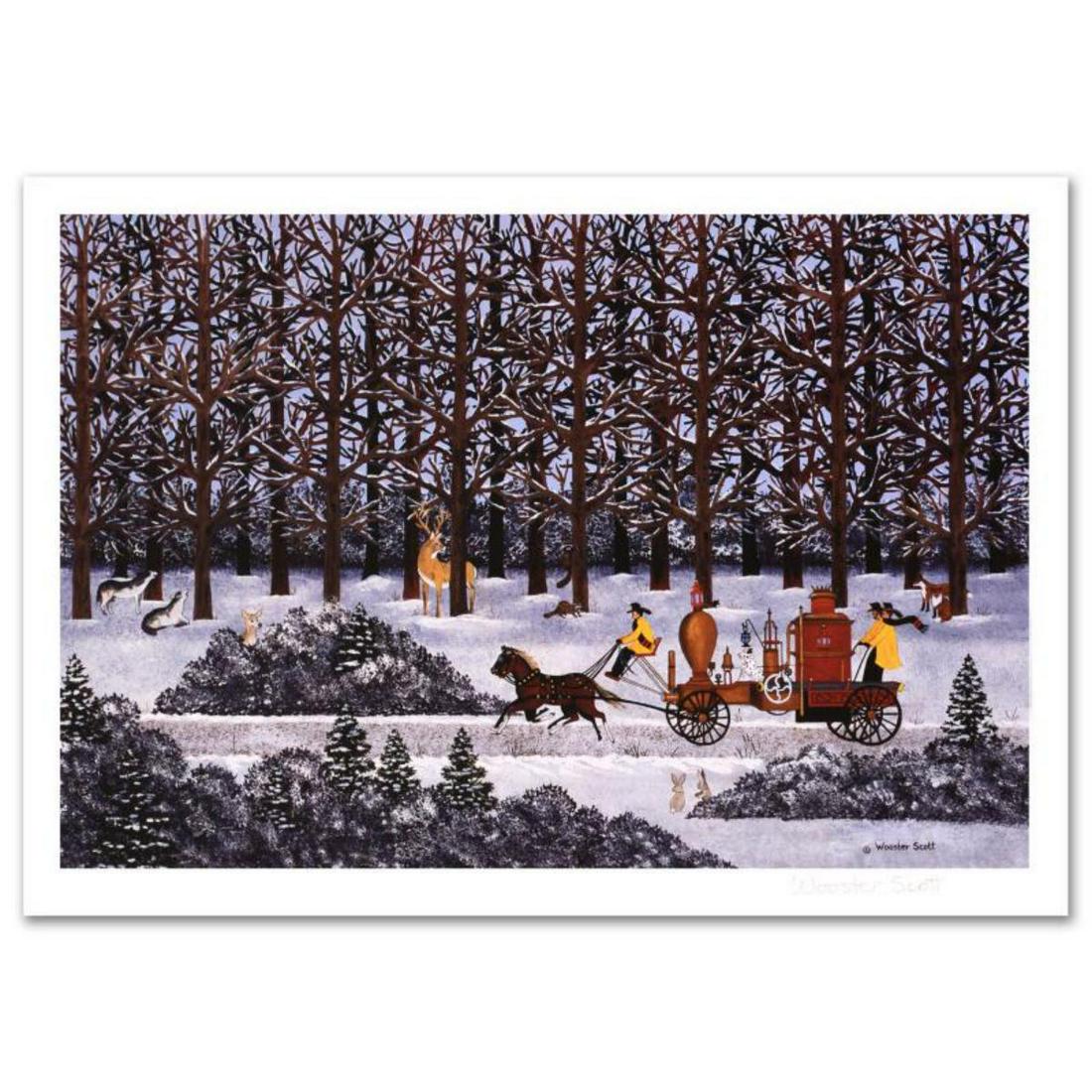 Jane Wooster Scott, "Dashing Through the Snow" Hand: Cozy, down-home images of a bygone era when life was simpler - this is the feeling captured in the creations of one of the world's most recognized artists. "Dashing Through the Snow" is a limited edit