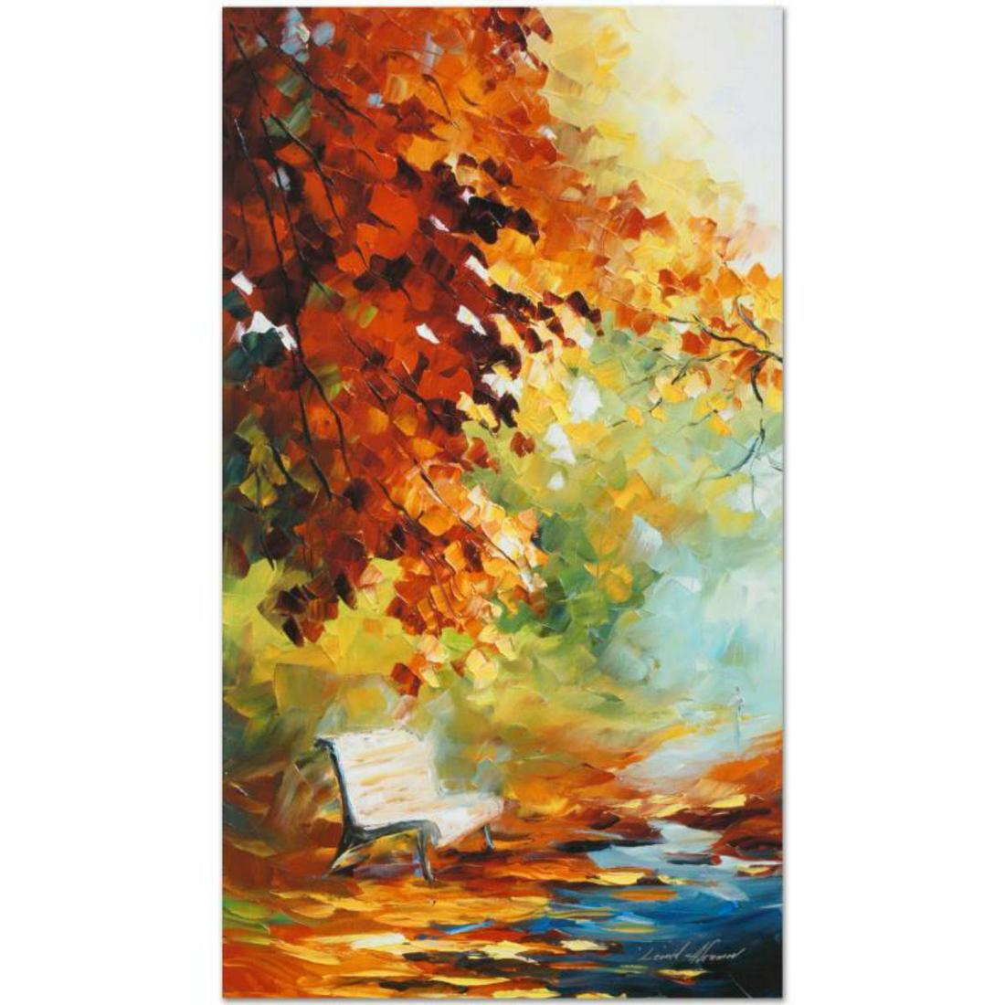 Leonid Afremov (1955-2019) "Respite Spot" Limited: Leonid Afremov's (1955-2019) masterful use of color and texture make his paintings unique collectibles that are sure to brighten any wall. "Respite Spot" is a limited edition giclee on canvas. The pie