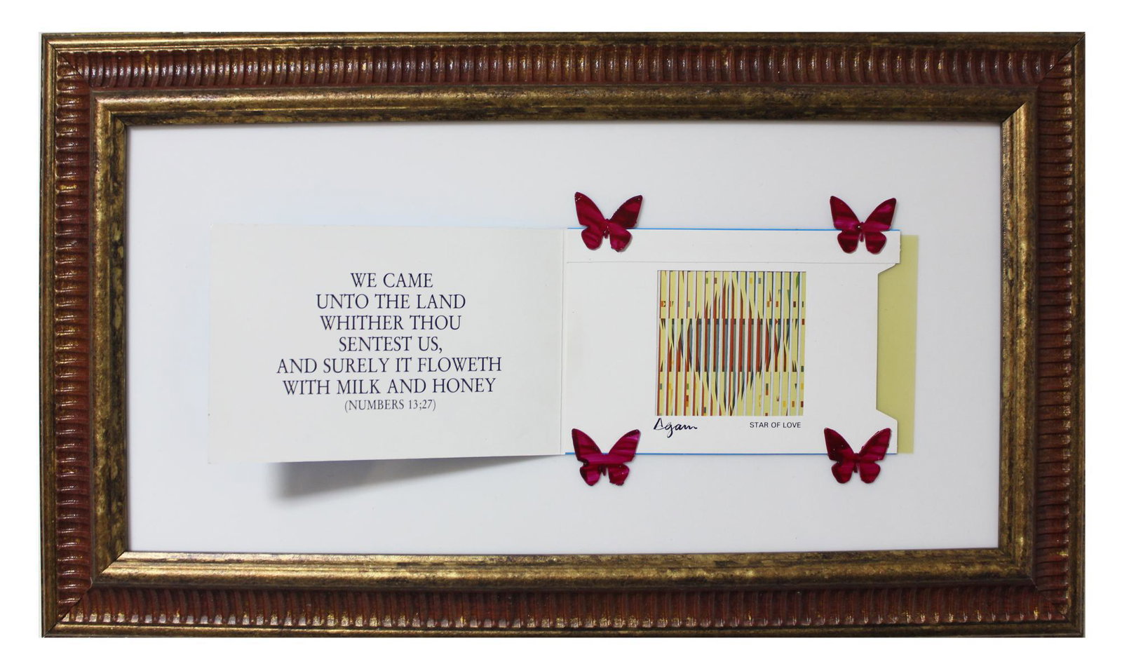 Yaacov Agam- Agamograph on Paper "Star of Love": Artist: Yaacov Agam. Medium: Agamograph on Paper. Title: Star of Love. Size (Unframed): 7" x 15". Size (Framed): 11" x 19". Reference# 10543.