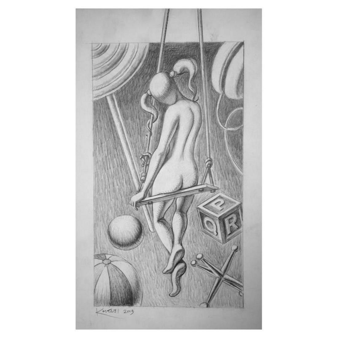 Mark Kostabi "The Naughty Game" Hand Signed Original: "The Naughty Game" is an original artwork, pencil on paper, by Mark Kostabi. The piece is hand signed and comes with a certificate of authenticity. Measures approximately14" x 8". Reference #: 247071