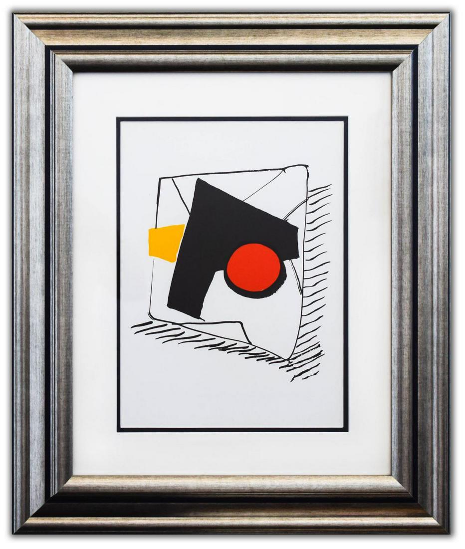 Alexander Calder- Lithograph "DLM221 - Composition: Artist: Alexander Calder. Medium: Lithograph. Title: DLM221 - Composition gÃ©omÃ©trique. Size (Unframed): 15" x 11". Size (Framed): 24" x 20". Certificate of Authenticity: Is included. Additional: