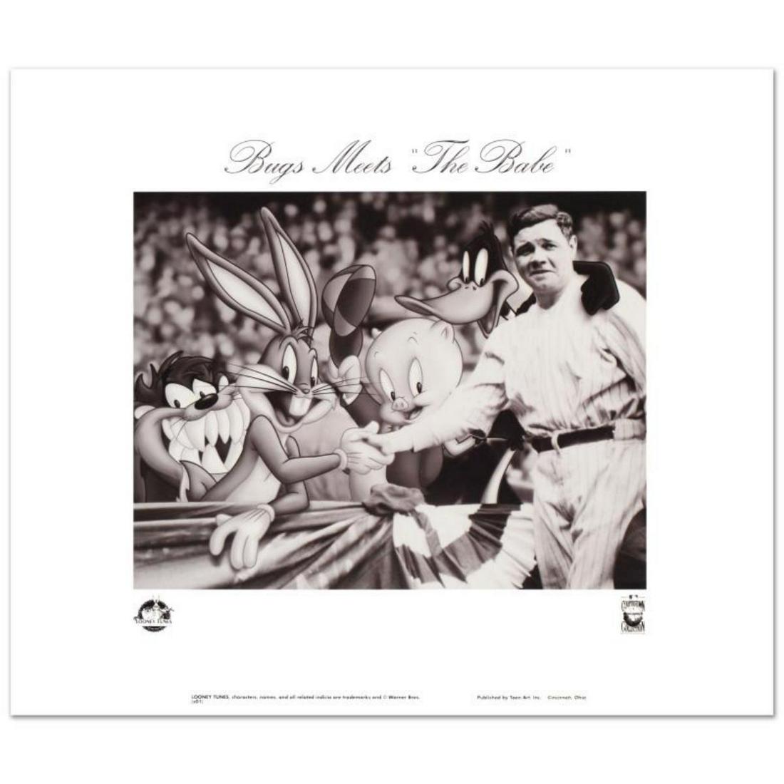 "Bugs Meets The Babe" is a Collectible Lithograph from: "Bugs Meets The Babe" is a collectible lithograph on paper from Warner Bros., bearing the official seal of authentication from Warner Bros.! Also, includes Certificate of Authenticity! Measures approx