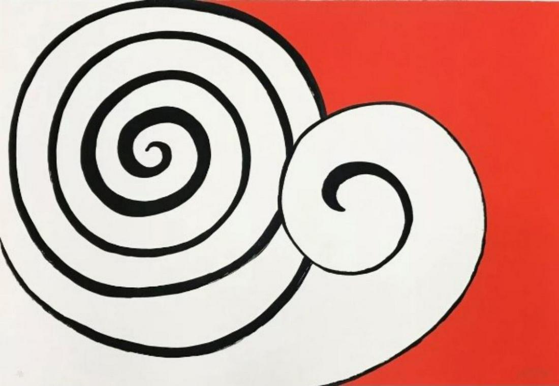 Alexander Calder Lithograph in Colors "Deux Spirales,: Artist: Alexander Calder. Medium: Lithograph in Colors. Title: Deux Spirales, 1974. Size: 29 Ã— 43 1/4 in. Additional: Edition 57/75. Reference# 30461.