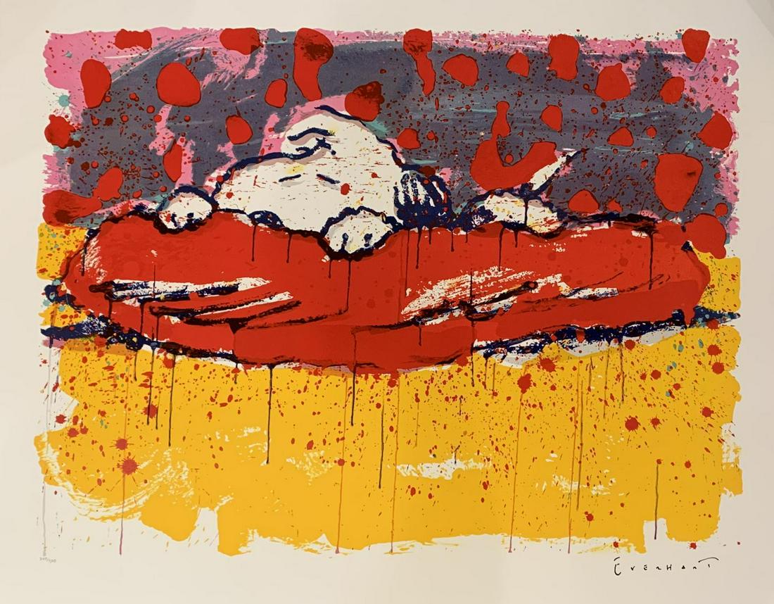 Tom Everhart Original Lithograph "Pig Out": Artist: Tom Everhart. Medium: Original Lithograph. Title: Pig Out. Signature: Hand signed and numbered. Size: 27x34". Certificate of authenticity: Is Included. Reference# 30005.