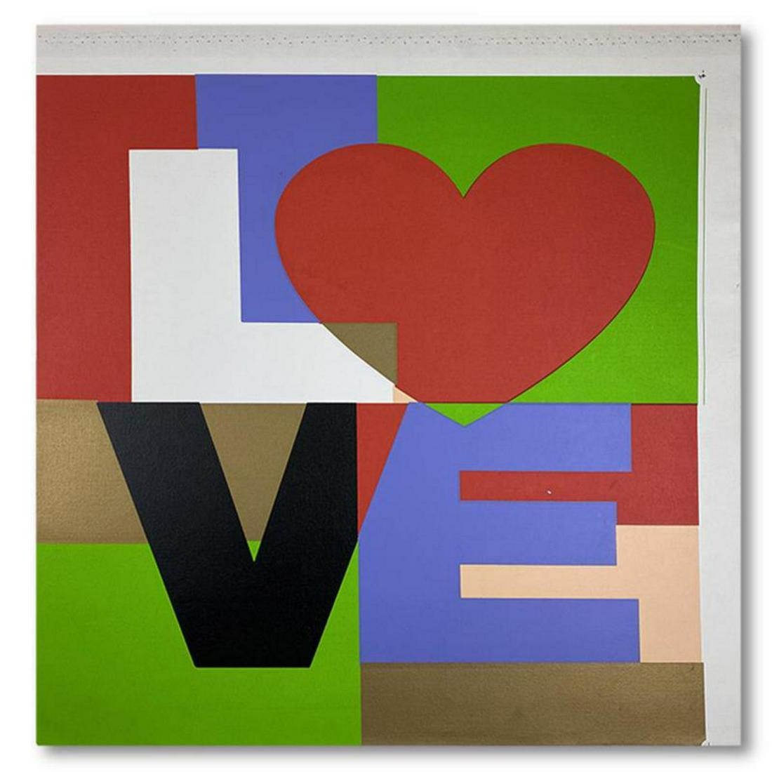 Steve Kaufman (1960-2010), "LOVE" Hand Signed and: "LOVE" is a limited edition hand pulled silkscreen mixed media on canvas by Andy Warhol protege Steve Kaufman (1960-2010). This piece is numbered and 15/50 and hand signed inverso. Includes letter of 