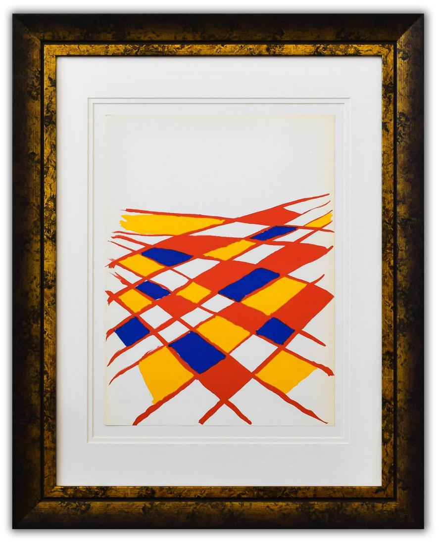 Alexander Calder- Lithograph "DLM190 - Composition II": Artist: Alexander Calder. Medium: Lithograph. Title: DLM190 - Composition II. Size (Unframed): 15" x 11". Size (Framed): 25" x 20". Certificate of Authenticity: Is included. Additional: Year : 1971. R