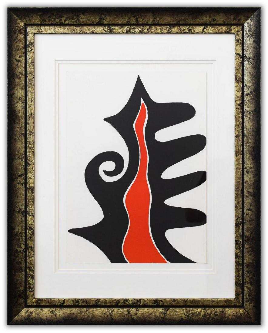 Alexander Calder- Lithograph "DLM201 - Flamme: Artist: Alexander Calder. Medium: Lithograph. Title: DLM201 - Flamme intÃ©rieure. Size (Unframed): 15" x 11". Size (Framed): 25" x 20". Certificate of Authenticity: Is included. Additional: Year : 1