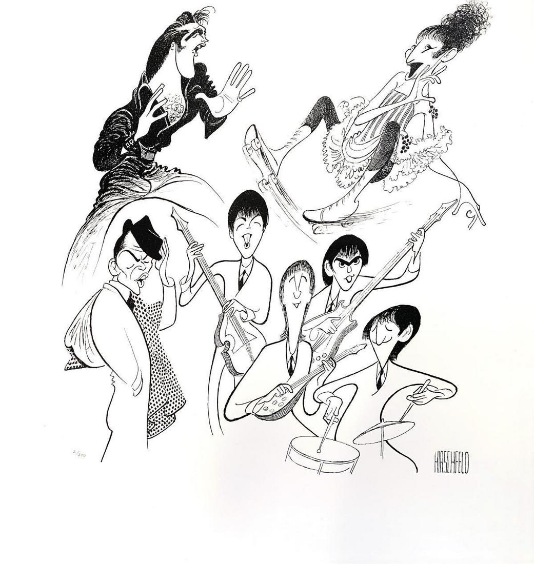 Al Hirschfeld- Original Lithograph on Paper: Artist: Al Hirschfeld. Medium: Original Lithograph on Paper. Title: Sensations. Size (Unframed): 18" x 22". Certificate of Authenticity: Is Included. Additional: Plate Signed and numbered.