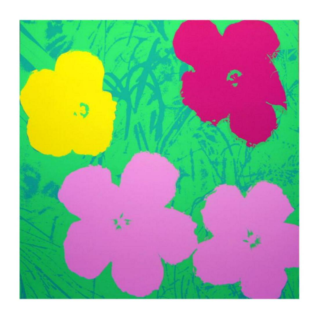 Andy Warhol "Flowers 11.68" Silk Screen Print from: "Flowers 11.68" is a silk screen print on paper (open edition) from Sunday B Morning featuring the works of Andy Warhol. The piece is stamped in blue on the back with "Published by Sunday B. Morning" 