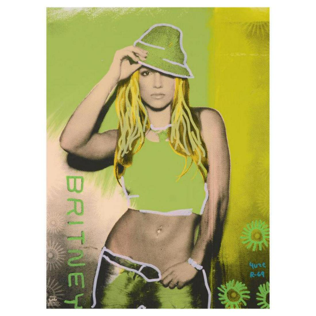 Ringo Daniel Funes (Protege of Andy Warhol's: "Brittney" is a one-of-a-kind hand-painted mixed media on canvas by Ringo (Daniel Funes) - protege of Andy Warhol's apprentice, Steve Kaufman. This piece is hand signed by the artist and Includes Cert