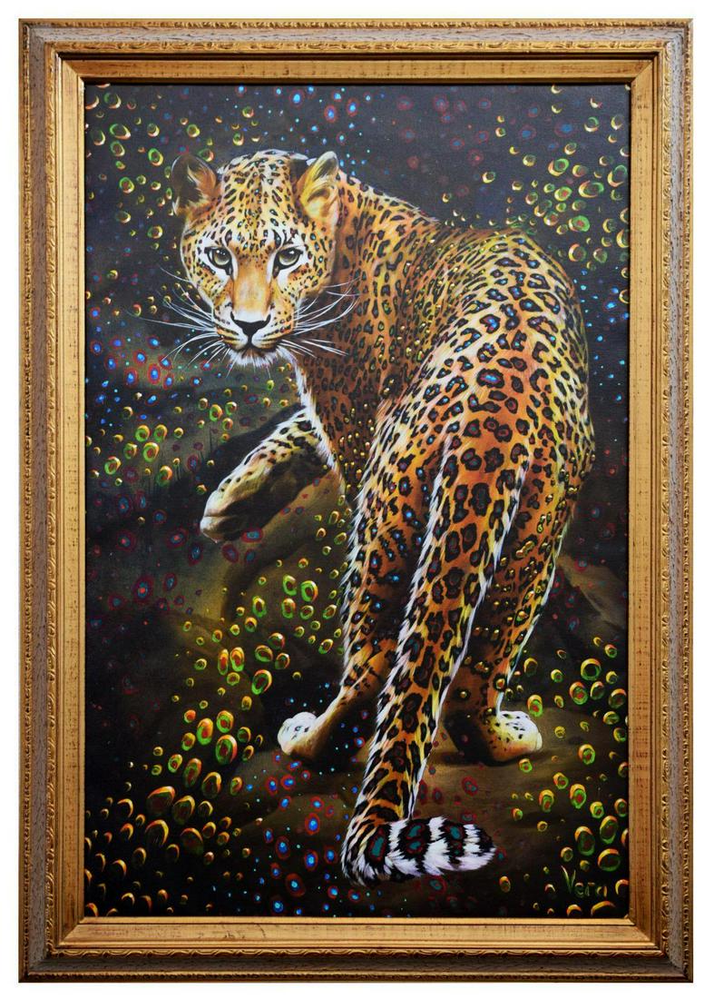 Vera V. Goncharenko- Original Giclee on Canvas "Looking: Artist: Vera V. Goncharenko. Medium: Original Giclee on Canvas. Title: Looking For Food. Size (Unframed): 36" x 24". Size (Framed): 39" x 27". Certificate of Authenticity: From the publisher. Referenc