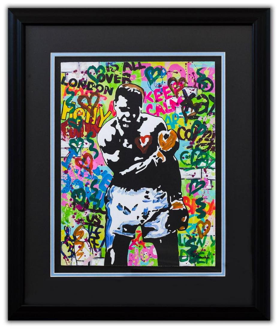 Nastya Rovenskaya- Original Mixed Media on Paper: Artist: Nastya Rovenskaya. Medium: Original Mixed Media on Paper. Title: Muhammad Ali. Size (Unframed): 20" x 16". Size (Framed): 25" x 20". Certificate of Authenticity: From the publisher. Additional