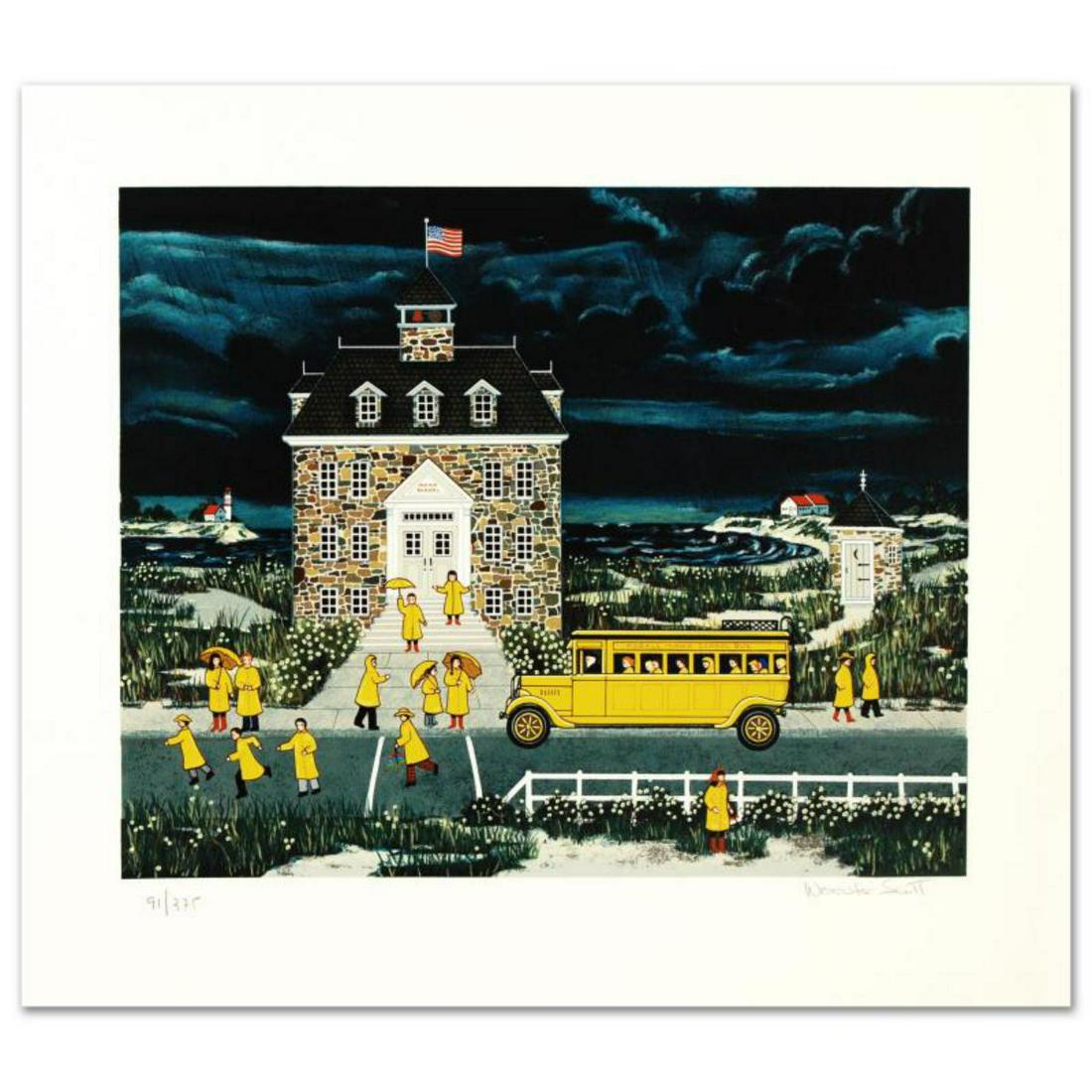 Jane Wooster Scott, "Downpour Down East" Hand Signed: "Downpour Down East" is a limited edition serigraph on paper, numbered and hand signed by Wooster Scott. Measures approx. 20" x 17.5" (with border), 16" x 13" (image). Reference #: 207241.