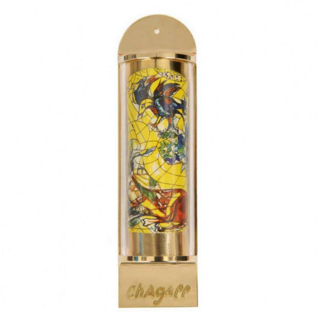 Marc Chagall MEZUZAH - Full color silkscreen on 24K: Artist: Marc Chagall. Medium: MEZUZAH - Full color silkscreen on 24K gold plated bronze . Title: Naphtali. Size: 5.1X1.4". Additional: Size: 13cm X 3.5cm / 5.1" X 1.4" , Suitable for 3.1" / 8 cm parch