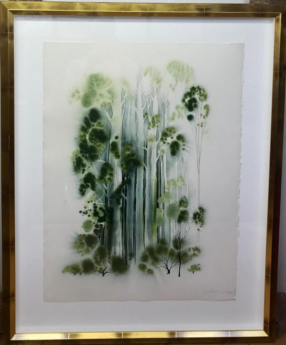 Eyvind Earle Original one-of-a-kind gouache painting on: Eyvind Earle. Original one-of-a-kind gouache painting on paper. Image 24 x 36, framed 30 x 40â€œ. Hand signed and dated