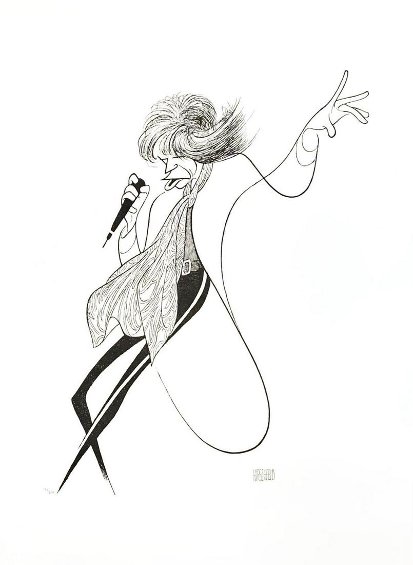 Al Hirschfeld- Original Lithograph on Paper "Mick: Artist: Al Hirschfeld. Medium: Original Lithograph on Paper. Title: Mick Jagger. Size (Unframed): 18" x 22". Certificate of Authenticity: Is Included. Additional: Plate Signed and numbered.