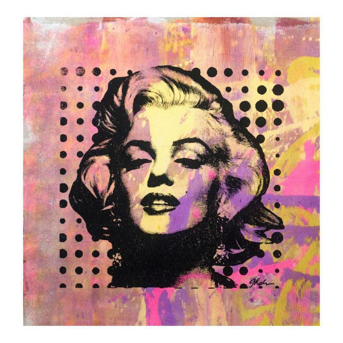 Gail Rodgers, "Marilyn Monroe" Hand Signed Original: "Marilyn Monroe" is an original hand pulled silkscreen and acrylic painting on canvas by Gail Rodgers. Hand signed by the artist, the piece comes with a letter of authenticity. This piece is meant to 
