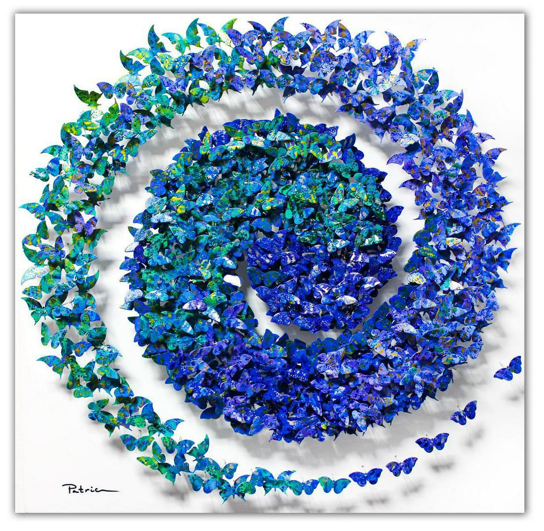 Patricia Govezensky- Original 3D Metal Art on Wood: Artist: Patricia Govezensky. Medium: Original 3D Metal Art on Wood. Title: Circle of Life. Size (Unframed): 23.5" x 23.5". Certificate of Authenticity: From the publisher. Reference# 14520.