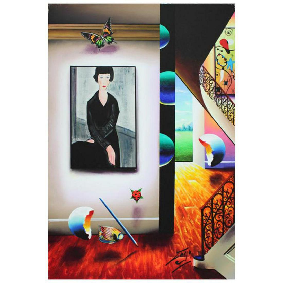 Ferjo, "Lady in Black" Original Painting on Canvas,: "Lady in Black" is an original painting, oil on stretched canvas, by Ferjo. Hand signed by the artist, this piece comes with a letter of authenticity. Measures approx. 36" x 24" (image). Reference #: