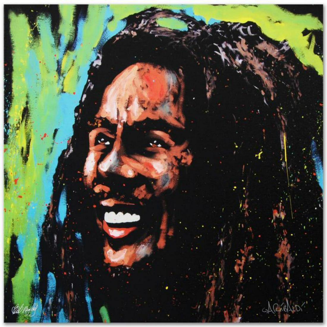 "Bob Marley (Marley)" Limited Edition Giclee on Canvas: Combining his passions for music and art, David Garibaldi creates stunning visual poetry. "Bob Marley (Marley)" is a limited edition giclee on stretched canvas, numbered and bearing the artist's autho