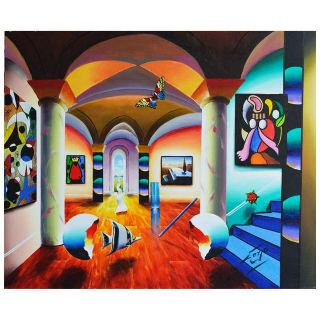 Ferjo, "Playing in the Hallway" Original Painting on: "Playing in the Hallway" is an original painting, oil on stretched canvas, by Ferjo. Hand signed by the artist, this piece comes with a letter of authenticity. Measures approx. 24" x 30" (image). Refe