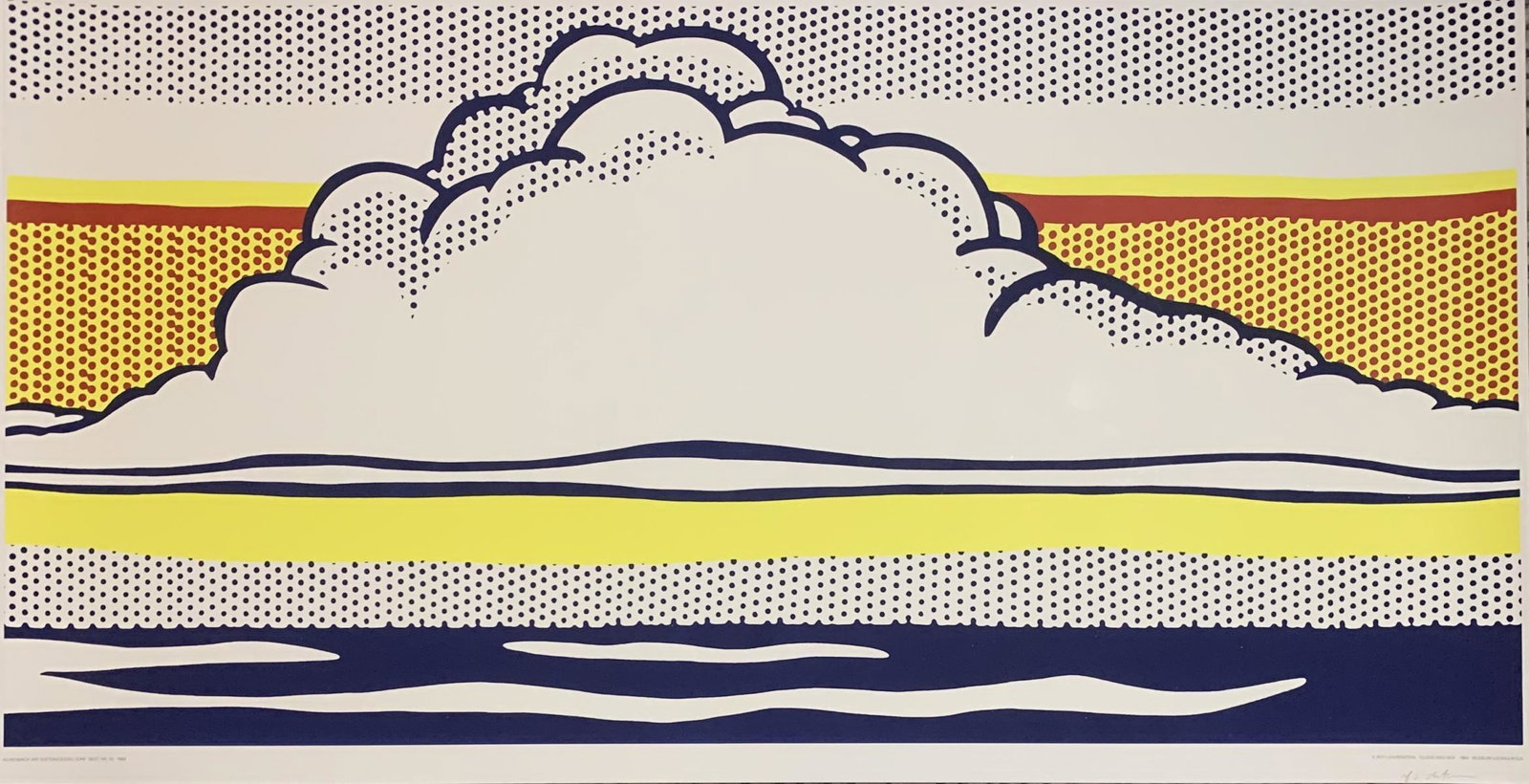 Roy Lichtenstein (American, 1923-1997) Screenprint in: Artist: Roy Lichtenstein (American, 1923-1997). Medium: Screenprint in colors on wove paper. Title: Museum Ludwig Koln (Cloud and Sea) 1989. Signature: Signed â€˜r. Lichtensteinâ€™ in black i
