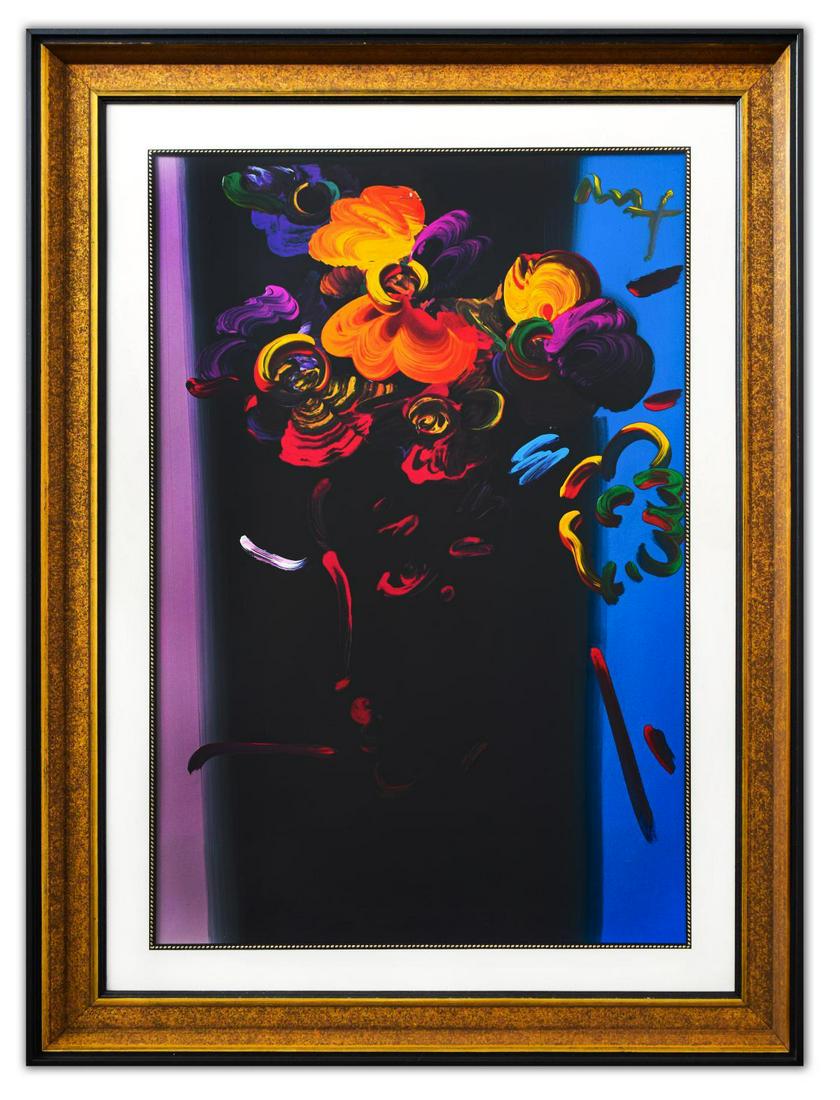 Peter Max- Original Mixed Media "Roseville Profile": Artist: Peter Max. Medium: Original Mixed Media. Title: Roseville Profile. Size (Unframed): 36" x 24". Size (Framed): 46" x 34". Certificate of Authenticity: From Peter Max Studio. Additional: Custom 