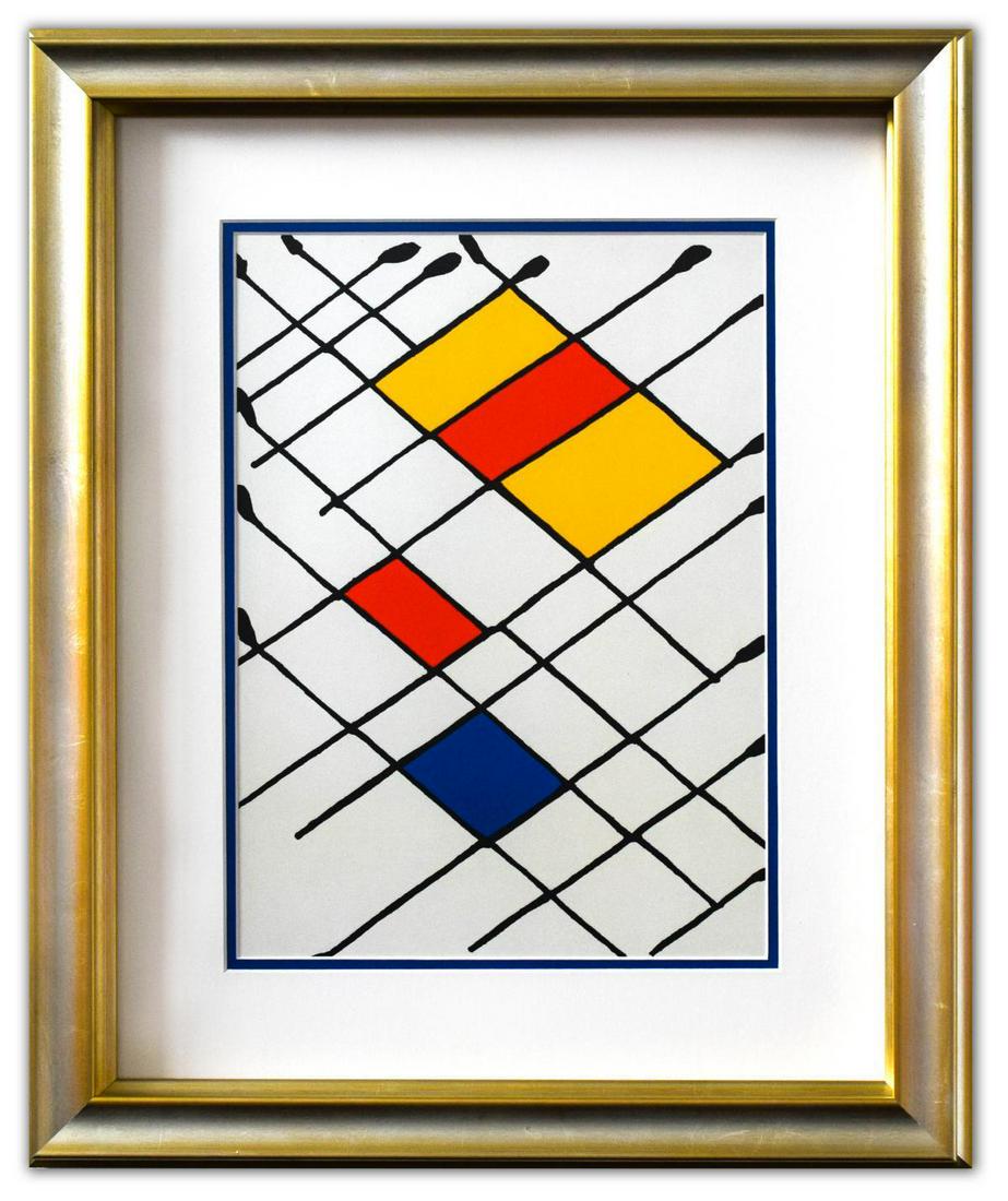 Alexander Calder- Lithograph "DLM156 - Damier": Artist: Alexander Calder. Medium: Lithograph. Title: DLM156 - Damier. Size (Unframed): 15" x 11". Size (Framed): 25" x 20". Certificate of Authenticity: Is included. Additional: Year : 1966. Reference