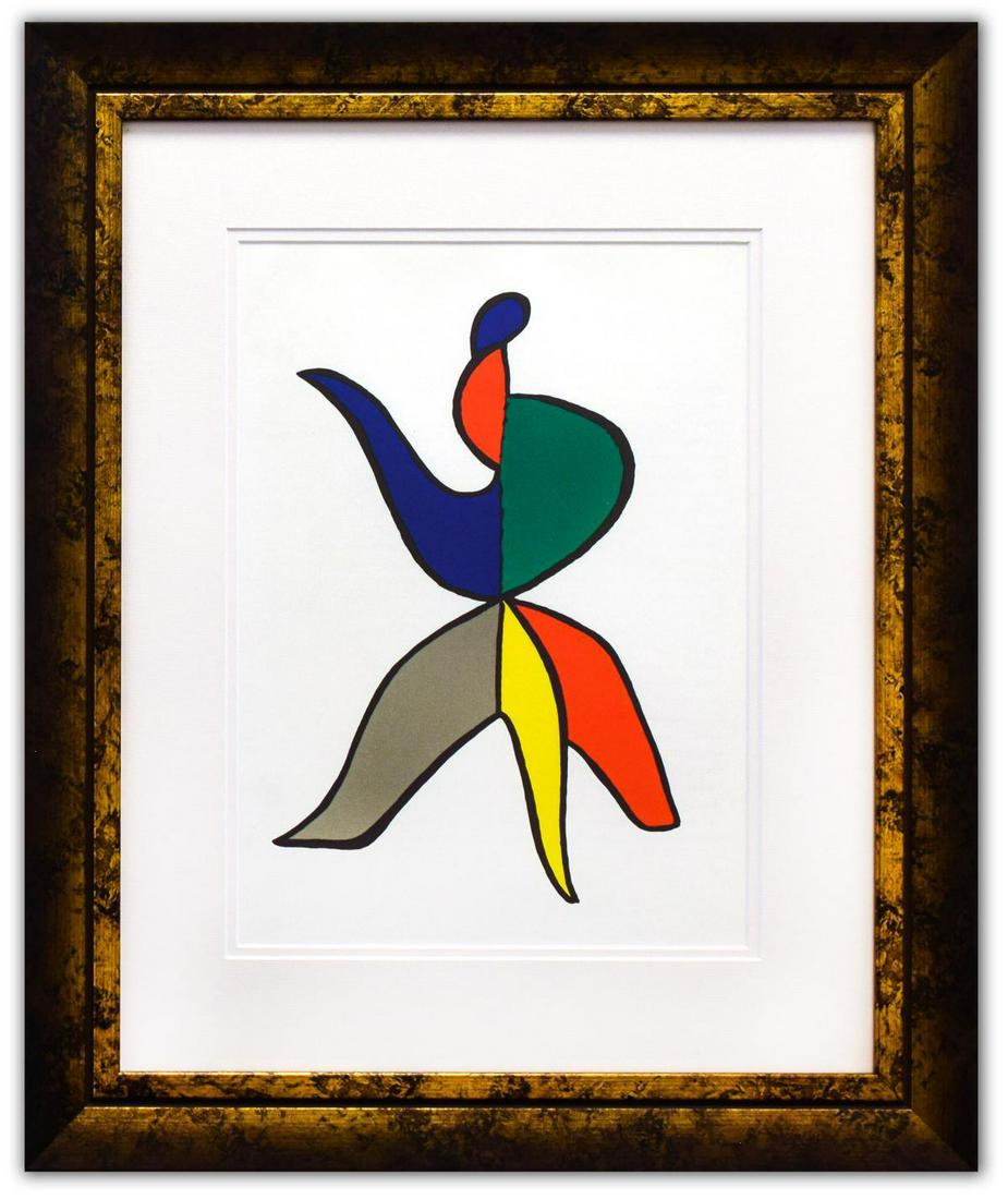 Alexander Calder- Lithograph "DLM141 - Sabot et bonnet: Artist: Alexander Calder. Medium: Lithograph. Title: DLM141 - Sabot et bonnet phrygien II. Size (Unframed): 15" x 11". Size (Framed): 25" x 20". Certificate of Authenticity: Is included. Additional: Y