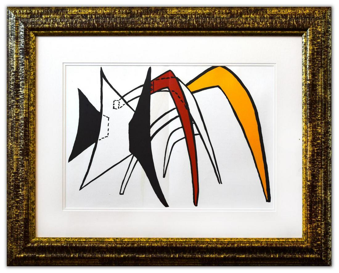 Alexander Calder- Lithograph "DLM141 - Tamanoir jaune": Artist: Alexander Calder. Medium: Lithograph. Title: DLM141 - Tamanoir jaune. Size (Unframed): 15" x 22". Size (Framed): 27" x 34". Certificate of Authenticity: Is included. Additional: Year : 1963. R