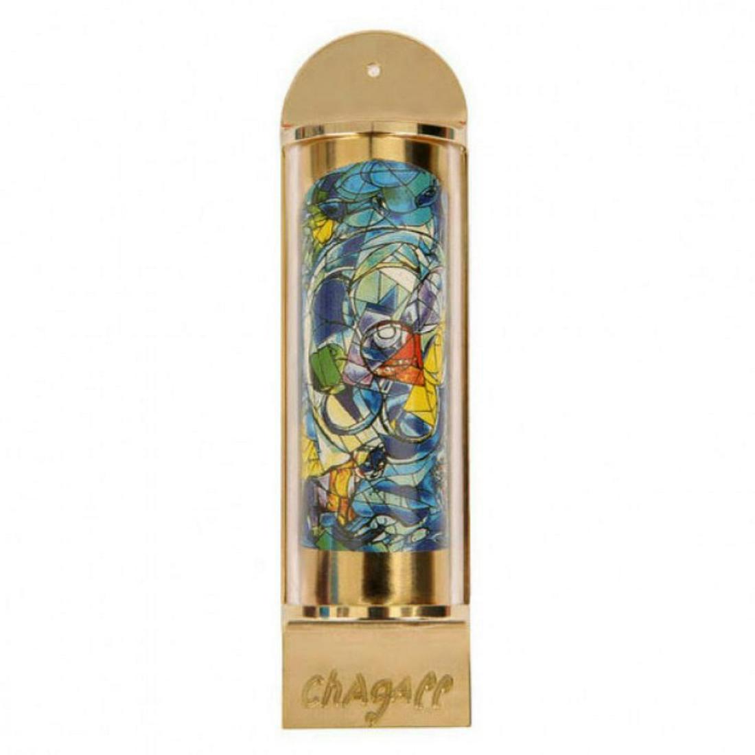 Marc Chagall MEZUZAH - Full color silkscreen on 24K: Artist: Marc Chagall. Medium: MEZUZAH - Full color silkscreen on 24K gold plated bronze . Title: Benjamin. Size: 5.1X1.4". Additional: Size: 13cm X 3.5cm / 5.1" X 1.4" , Suitable for 3.1" / 8 cm parch