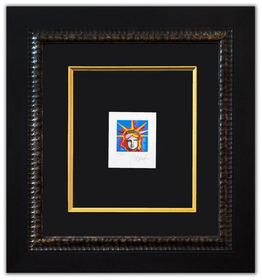 Peter Max- Original Lithograph: Artist: Peter Max. Medium: Original Lithograph. Size (Unframed): 3.5" x 3". Certificate of Authenticity: From Peter Max Studio. Additional: Custom framed. Reference# 14635.