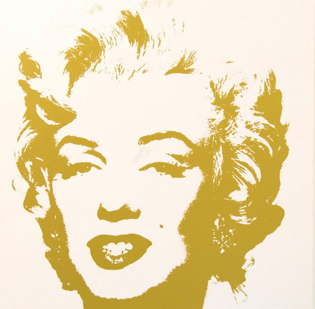 Andy Warhol- Silk Screen "Golden Marilyn 11.41": Artist: Andy Warhol. Medium: Silk Screen. Title: Golden Marilyn 11.41. Size (Unframed): 36" x 36". Additional: The piece is stamped in blue on the back with "Published by Sunday B. Morning" and "fill