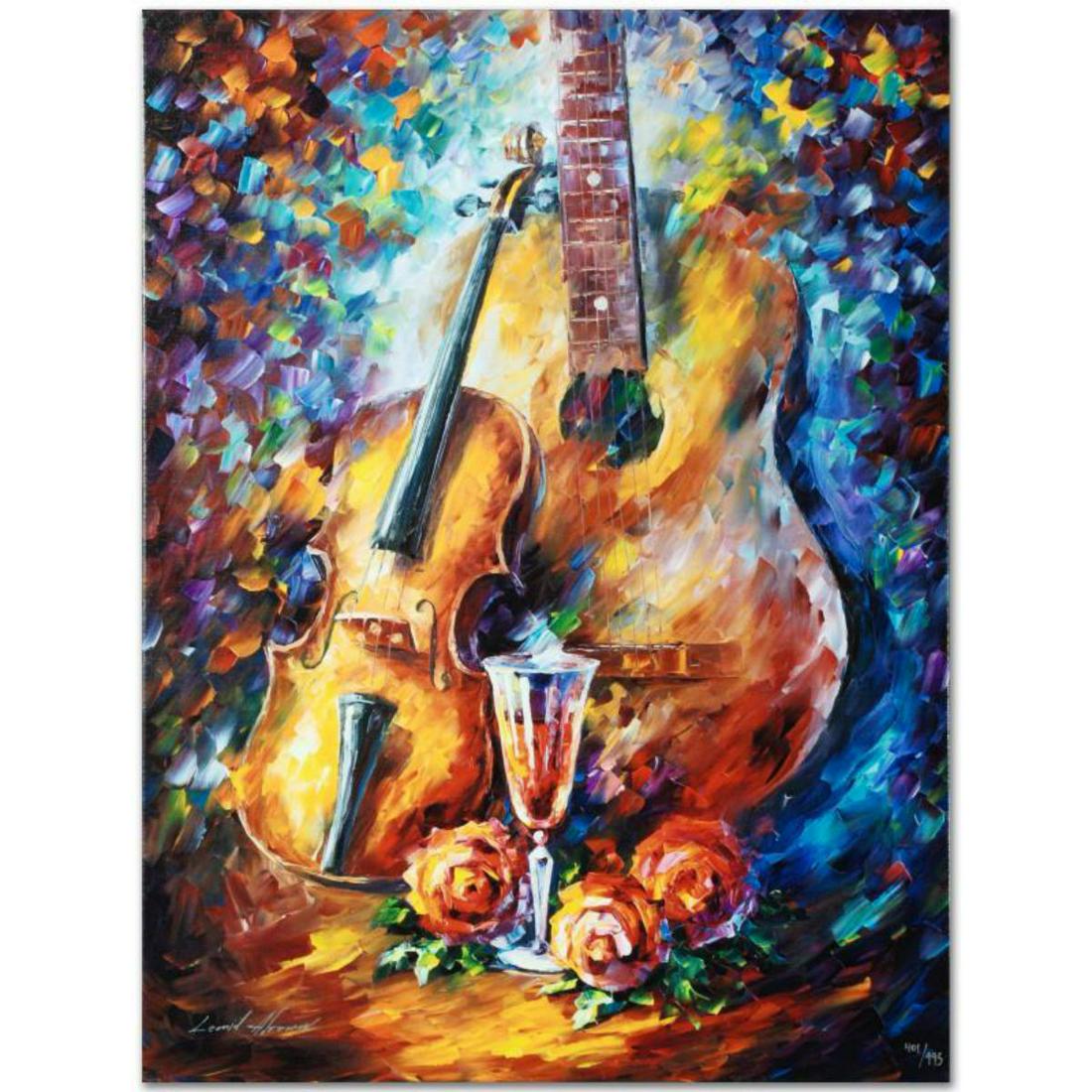Leonid Afremov (1955-2019) "Serenade" Limited Edition: Leonid Afremov's (1955-2019) masterful use of color and texture make his paintings unique collectibles that are sure to brighten any wall. "Serenade" is a limited edition giclee on canvas. The piece i