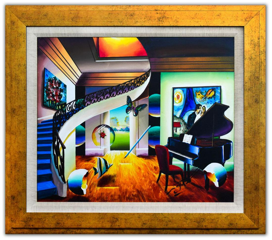 Ferjo- Original Oil on Canvas "Composition of Love": Artist: Ferjo. Medium: Original Oil on Canvas. Title: Composition of Love. Size (Unframed): 20" x 24". Size (Framed): 27" x 31". Certificate of Authenticity: Is included. Additional: Custom framed. Re