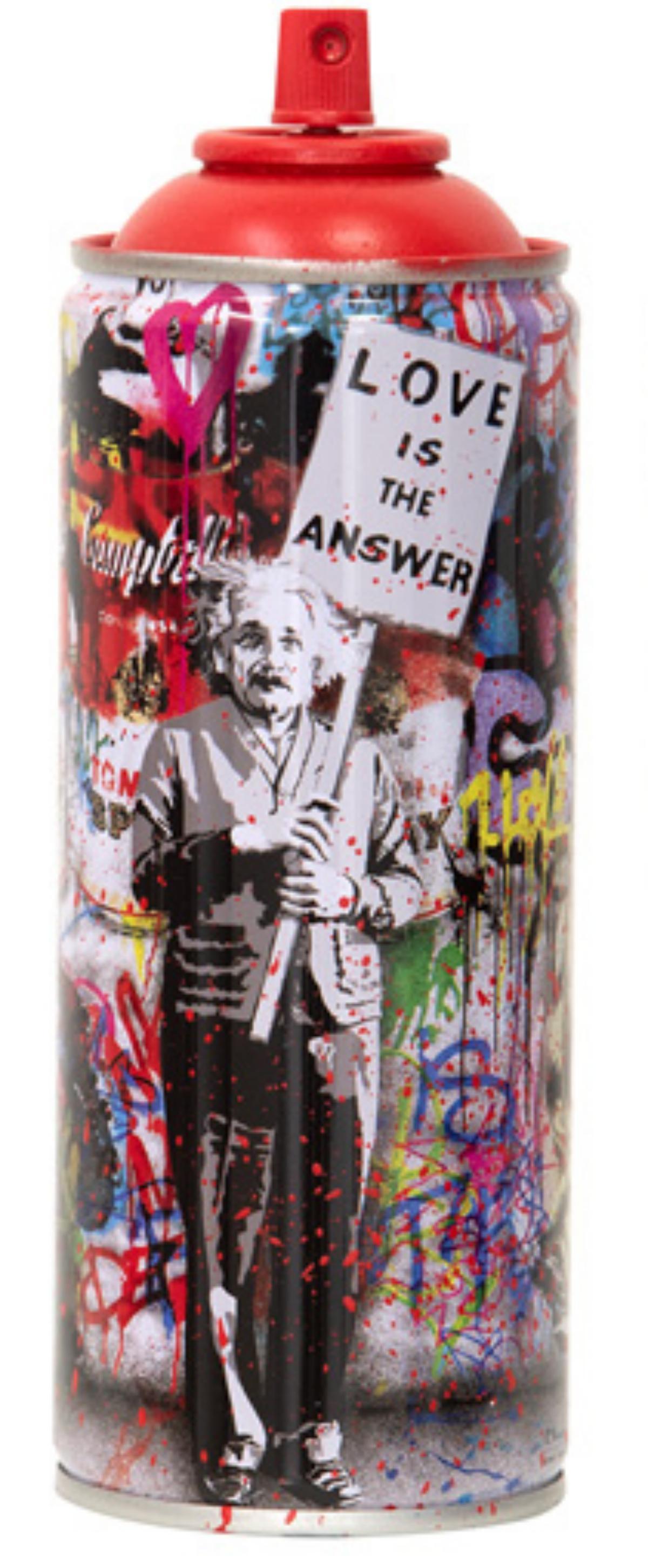 Mr. Brainwash- SPRAY CAN "LOVE IS THE ANSWER, 2020": Artist: Mr. Brainwash. Medium: SPRAY CAN. Title: LOVE IS THE ANSWER, 2020. Size (Unframed): 7.5" x 2.5". Limited Edition: Edition of 150. Additional: Cans Include Case. Reference# 14476.