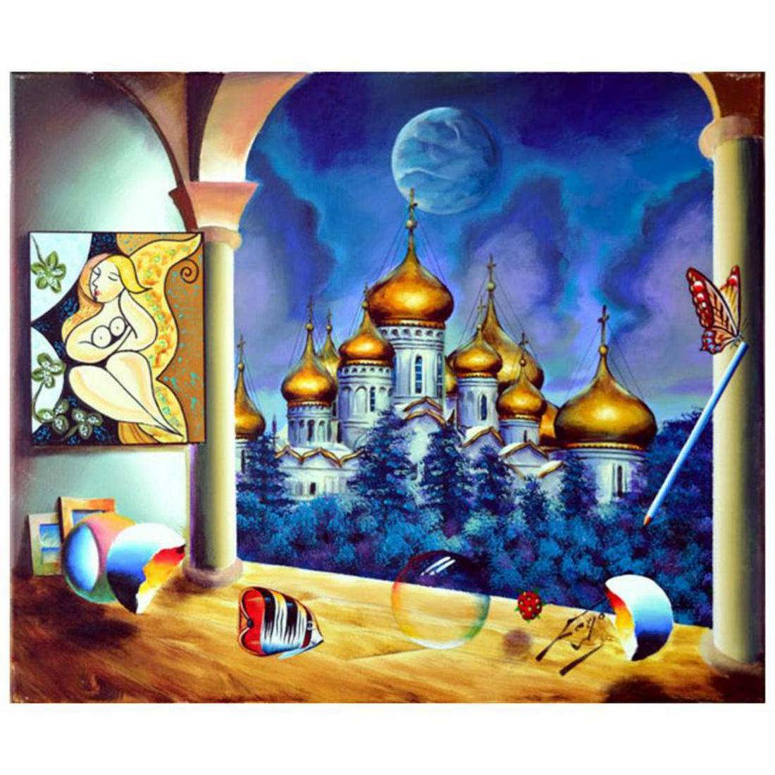 Ferjo, "Russian Roof Top" Original Painting on Canvas,: "Russian Roof Top" is an original painting, oil on stretched canvas, by Ferjo. Hand signed by the artist, this piece comes with a letter of authenticity. Measures approx. 20" x 24" (image). Reference