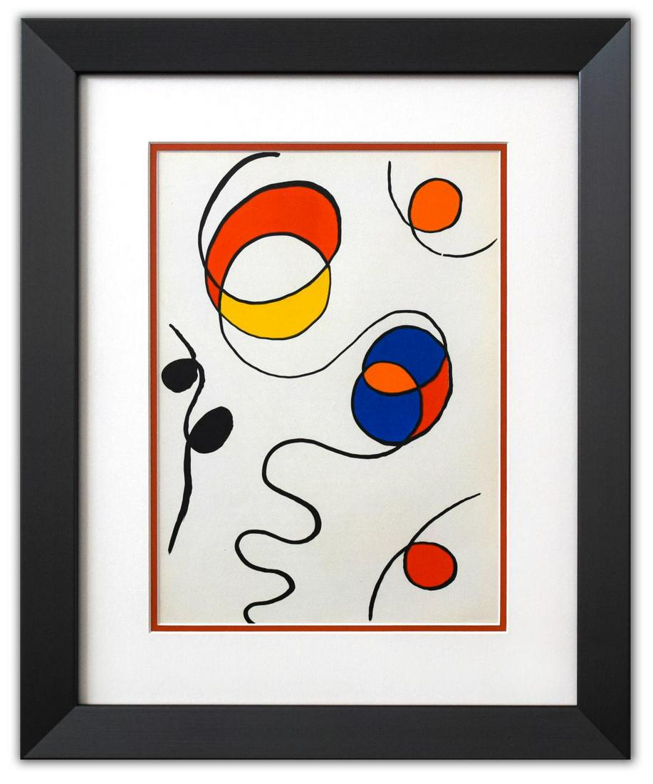 Alexander Calder- Lithograph "DLM173 - Composition II": Artist: Alexander Calder. Medium: Lithograph. Title: DLM173 - Composition II. Size (Unframed): 15" x 11". Size (Framed): 25" x 20". Certificate of Authenticity: Is included. Additional: Year : 1968. R