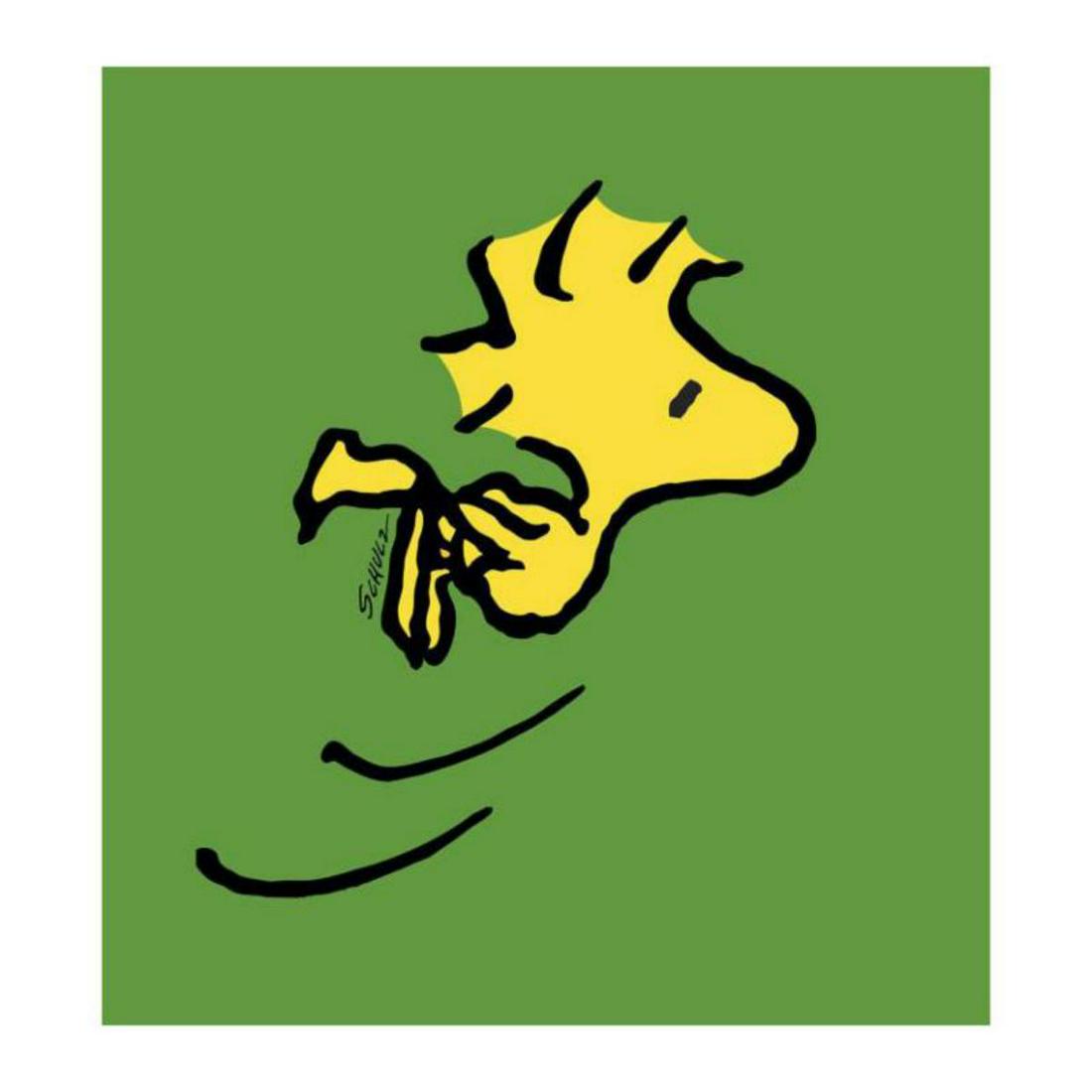 Peanuts, "Woodstock" Hand Numbered Canvas (40"x44"): A vibrant and striking edition portraying the simple yet emotive art of Charles. M. Schulz, creator of PEANUTS . You'll love the color, it really POPS in person! It looks incredible on the wall and wi